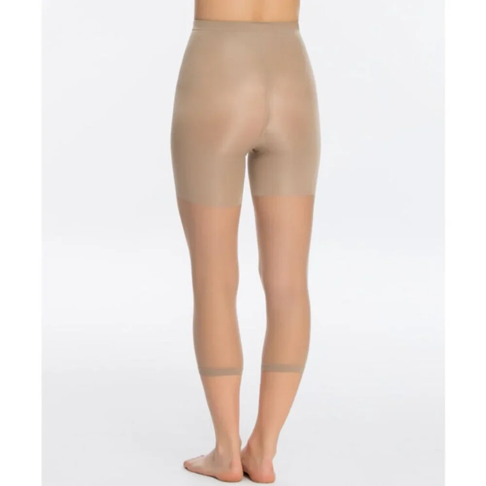 SPANX Footless Sheer Tummy Thigh Control Cropped Length Nude
